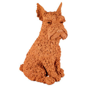 Oscar the Scottish Terrier Sculpture - Whimsical Terracotta Art by Nhut Nhathawut, 23.5" Tall