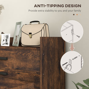 English Elm HOMCOM Rustic Brown Narrow Shoe Cabinet with 2 Flip Doors, Top Drawer & Adjustable Shelves — Slim entryway storage W2225P173977