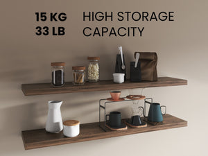 English Elm Shelves - Sleek Dark Brown 2-Tier Storage Solution For Living Room, Easy Assembly & Space-Saving Design B097P395883-GIGA