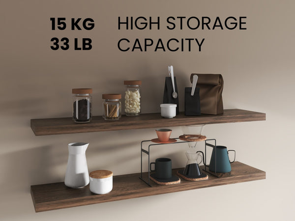 English Elm Shelves - Sleek Dark Brown 2-Tier Storage Solution For Living Room, Easy Assembly & Space-Saving Design B097P395883-GIGA