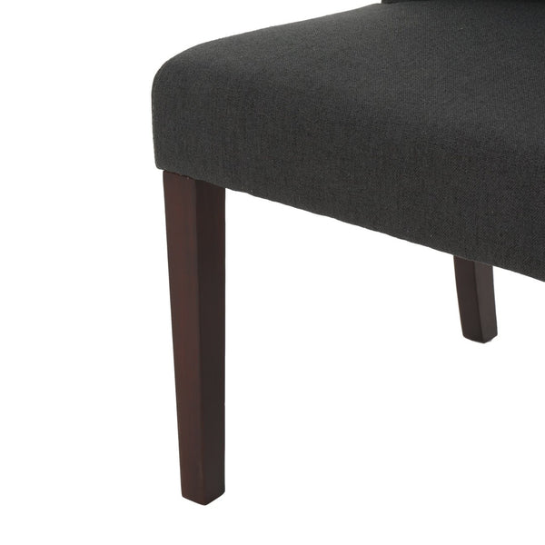 English Elm Dining Chair Set of Two Wingback Button Tufted High Back Birch Leg Upholstered Charcoal 61539.00DCL