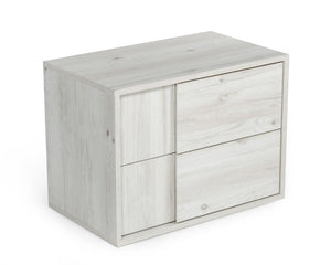 VIG Furniture Asus Italian White-Washed Oak Nightstand With Soft-Close Drawers, Matte Veneer, Integrated Handles VGACASUS-NS-ASH