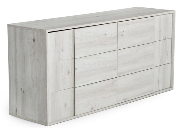 VIG Furniture Asus Italian White-Washed Oak Dresser — 6 Spacious Soft-Close Drawers, Matte Finish, No Assembly (98) VGACASUS-DRS-ASH