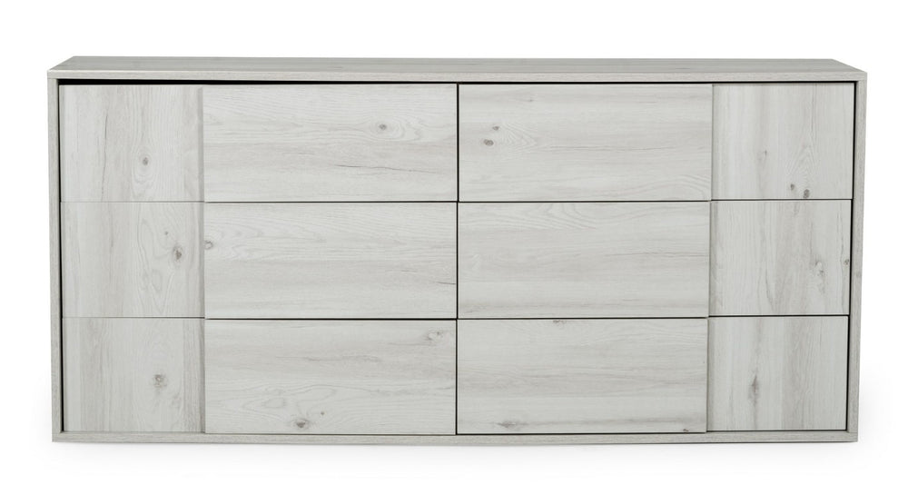 VIG Furniture Asus Italian White-Washed Oak Dresser — 6 Spacious Soft-Close Drawers, Matte Finish, No Assembly (98) VGACASUS-DRS-ASH