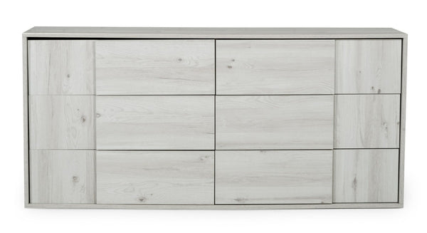 VIG Furniture Asus Italian White-Washed Oak Dresser — 6 Spacious Soft-Close Drawers, Matte Finish, No Assembly (98) VGACASUS-DRS-ASH