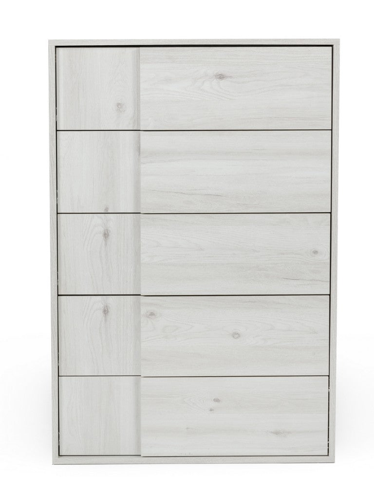 VIG Furniture Asus Italian White-Washed Oak Chest Of Drawers — 5-Drawer Matte Finish, Built-In Handles, No Assembly VGACASUS-CHEST-ASH
