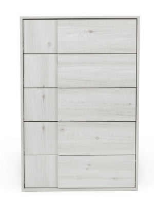 VIG Furniture Asus Italian White-Washed Oak Chest Of Drawers — 5-Drawer Matte Finish, Built-In Handles, No Assembly VGACASUS-CHEST-ASH