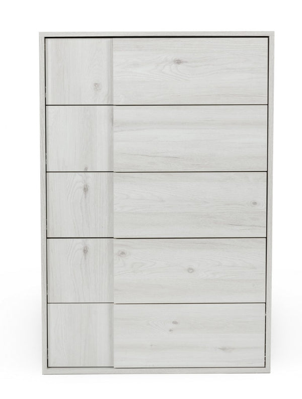 VIG Furniture Asus Italian White-Washed Oak Chest Of Drawers — 5-Drawer Matte Finish, Built-In Handles, No Assembly VGACASUS-CHEST-ASH