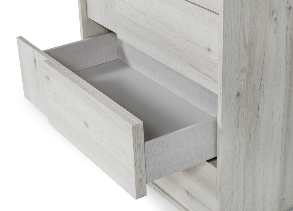 VIG Furniture Asus Italian White-Washed Oak Chest Of Drawers — 5-Drawer Matte Finish, Built-In Handles, No Assembly VGACASUS-CHEST-ASH