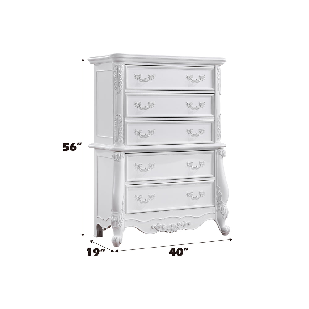 English Elm Latisha Elegant Finish Dresser with Spacious Drawers and Versatile Shelf for Organized Bedrooms White 59 L x 42 W x 21 H B2726P247633