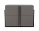 VIG Furniture Nova Domus Lucia - Italian Modern Matte Grey / Elm Grey Bed + 2 Nightstands Set VGACLUCIA-BEDNS-SET