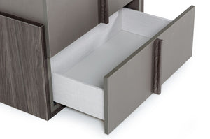 VIG Furniture Lucia Italian-Made Modern Elm Nightstand With Matte Grey Finish, Soft-Close Drawers & Durable Top VGACLUCIA-NS-GRY