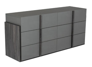 VIG Furniture Lucia Italian Modern Elm & Matte Grey Six-Drawer Dresser — Made In Italy, Smooth Self-Closing Drawers VGACLUCIA-DRS-GRY