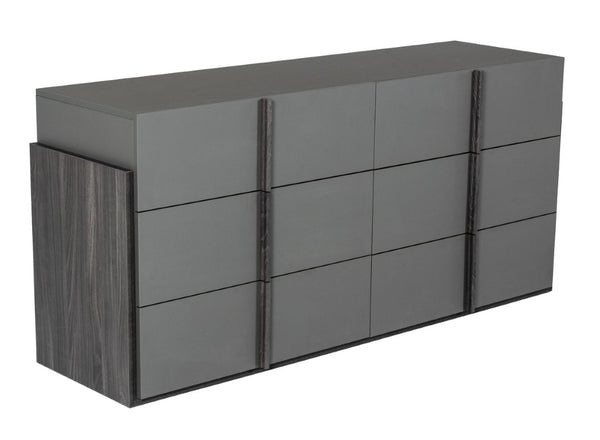 VIG Furniture Lucia Italian Modern Elm & Matte Grey Six-Drawer Dresser — Made In Italy, Smooth Self-Closing Drawers VGACLUCIA-DRS-GRY