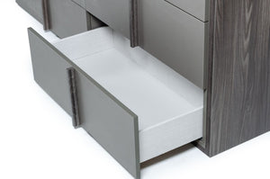 VIG Furniture Lucia Italian Modern Elm & Matte Grey Six-Drawer Dresser — Made In Italy, Smooth Self-Closing Drawers VGACLUCIA-DRS-GRY