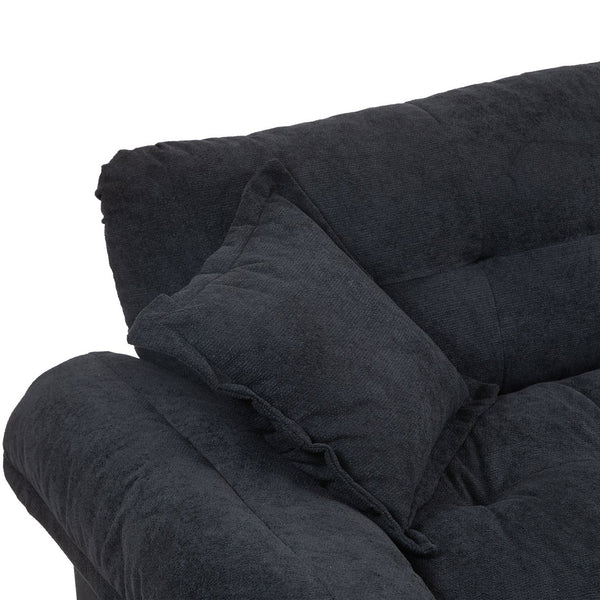 English Elm 84" Chenille Sofa Loveseat with Memory Foam & Pocket Springs, Plush Dual-Layer Comfort, Sturdy Frame Black W676S00009
