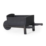 Christopher Knight Home® - Noble House - Soledad Outdoor Acacia Wood Wheelbarrow Planter, Dark Gray