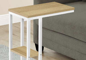 English Elm Accent Table, C-Shaped Modern Design For Living Room & Bedroom - Space-Saving Snack & Laptop Stand B2710P219403