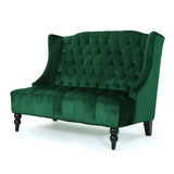 Christopher Knight Home® - Noble House - Leora Modern Glam Tufted Velvet Wingback Loveseat