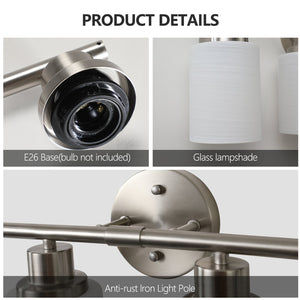 English Elm 52" Modern 8-Light Vanity Mirror Light with Frosted Glass Shades and Iron Frame for Dressing Room Illumination Brushed Nickel W1340P206700