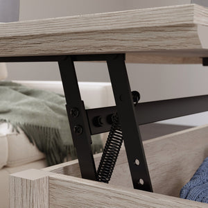 English Elm Lift-Top Coffee Table With Brown Oak Finish – Versatile Storage & Stylish Design For Small Spaces B356P367852