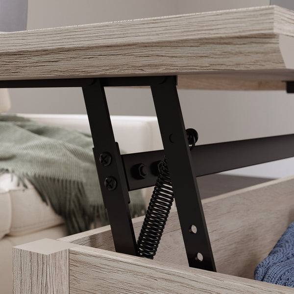 English Elm Lift-Top Coffee Table With Brown Oak Finish – Versatile Storage & Stylish Design For Small Spaces B356P367852