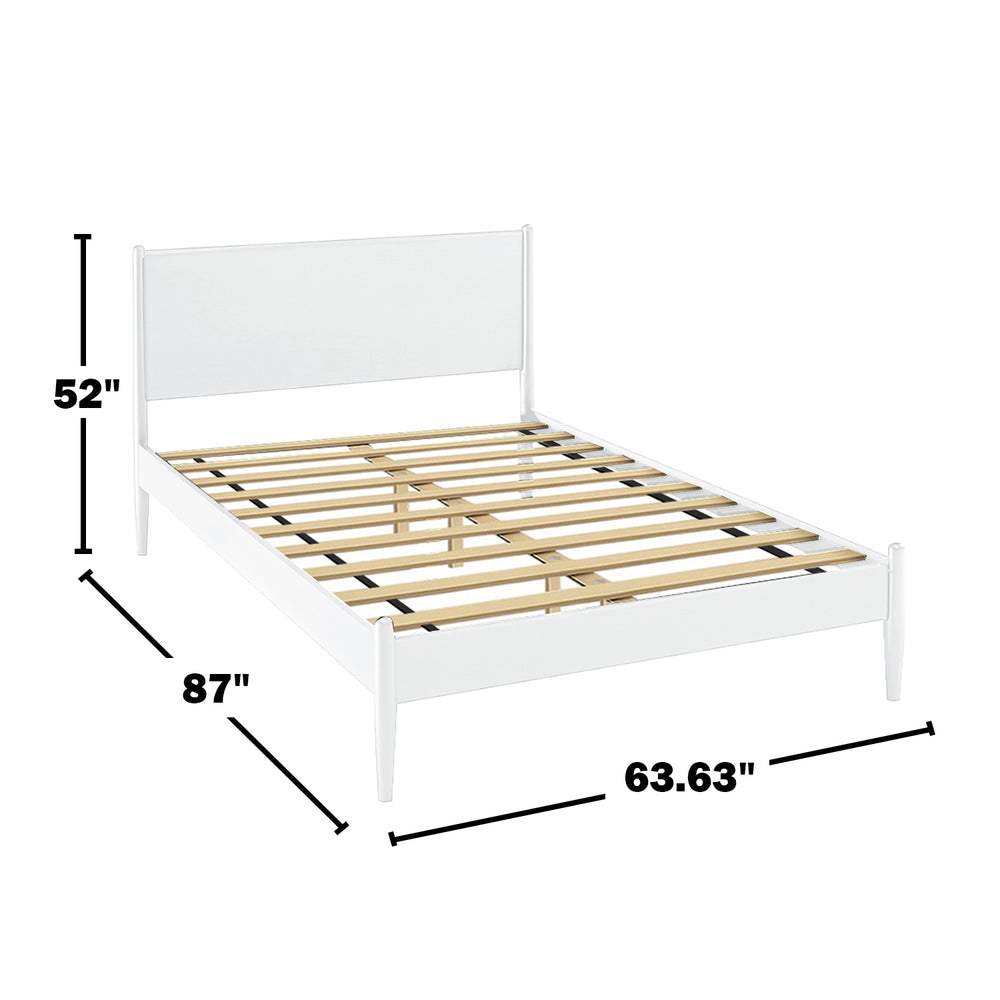 English Elm Mid-Century Modern Queen Platform Bed In Elegant White Finish - Stylish, Sturdy & Easy To Assemble B016S00035