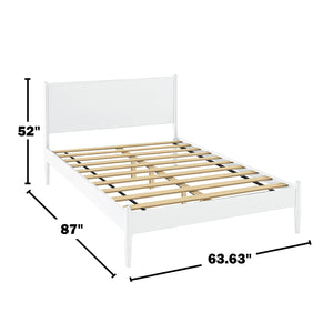 English Elm Mid-Century Modern Queen Platform Bed In Elegant White Finish - Stylish, Sturdy & Easy To Assemble B016S00035