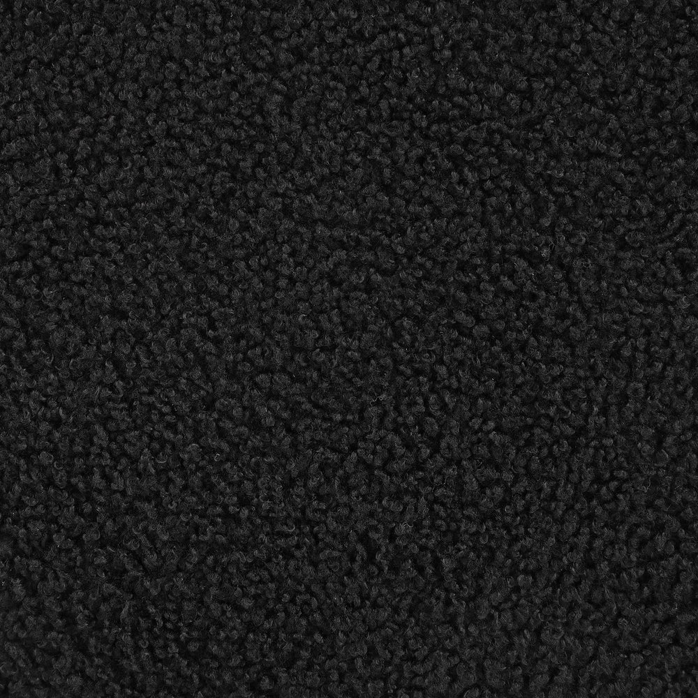 English Elm Keita Plush Faux Sheepskin Round Ottoman with Sturdy Wood-Grain Metal Base for Cozy Seating Decor B062P299987