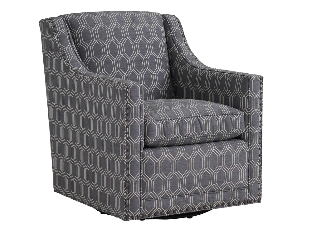 Lexington Barrier Swivel Accent Chair Plush Upholstered Nailhead Trim Tight Back, Perfect for Living Room 7620-11SW-44