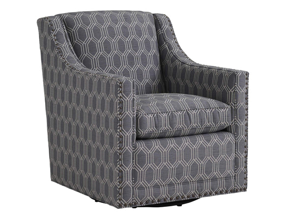 Lexington Barrier Swivel Accent Chair Plush Upholstered Nailhead Trim Tight Back, Perfect for Living Room 7620-11SW-44
