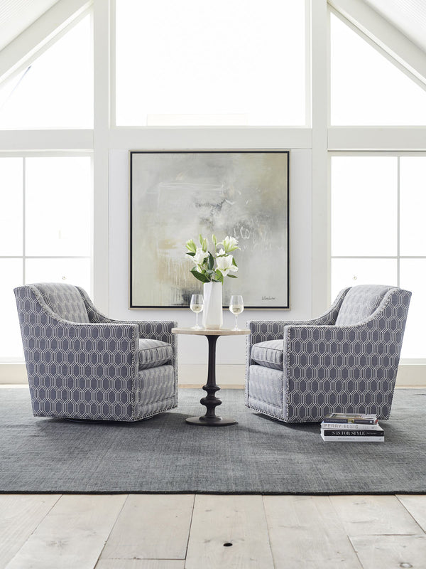 Lexington Barrier Swivel Accent Chair Plush Upholstered Nailhead Trim Tight Back, Perfect for Living Room 7620-11SW-44