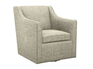 Lexington Barrier Swivel Accent Chair Plush Upholstered Nailhead Trim Tight Back for Living Room Beige/Tan 7620-11SW-71
