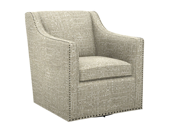 Lexington Barrier Swivel Accent Chair Plush Upholstered Nailhead Trim Tight Back for Living Room Beige/Tan 7620-11SW-71