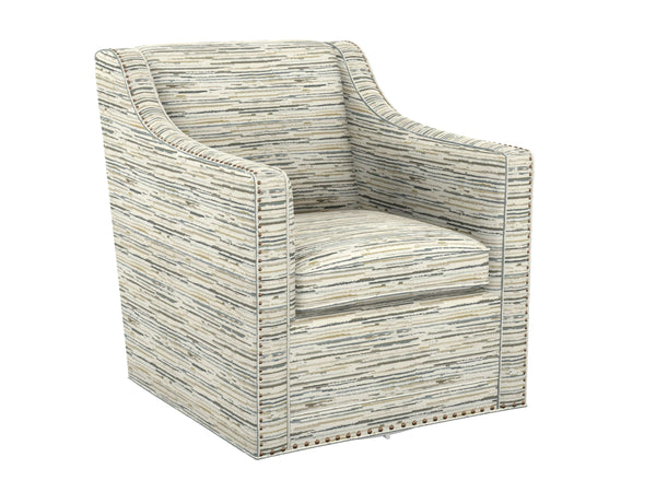 Lexington Barrier Swivel Accent Chair Plush Upholstered Nailhead Trim Tight Back for Living Room Green 7620-11SW-72