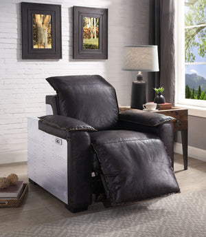 English Elm Misezon Dark Brown Top Grain Leather Power Recliner with Aluminum Frame, Pillow Arms & Full Foam Comfort B2726P280178