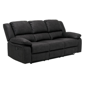 English Elm Wallace & Bay - Black Reclining Sofa Upholstered Fabric Contemporary Black Licorice 87.5" Wide Easy-Care Comfort Recliner Lounge Seating B361P384411