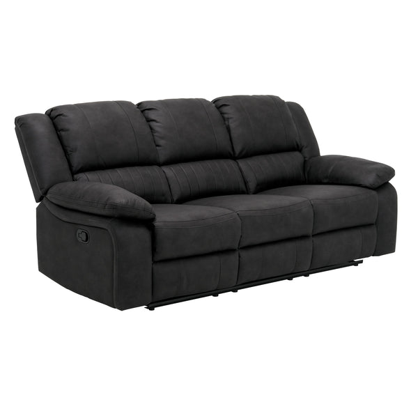 English Elm Wallace & Bay - Black Reclining Sofa Upholstered Fabric Contemporary Black Licorice 87.5" Wide Easy-Care Comfort Recliner Lounge Seating B361P384411