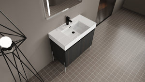 English Elm 36" Freestanding Bathroom Vanity with Durable Resin Sink and Soft-Close Cabinet Doors, Modern Storage Solution for Small Baths W1972S00014