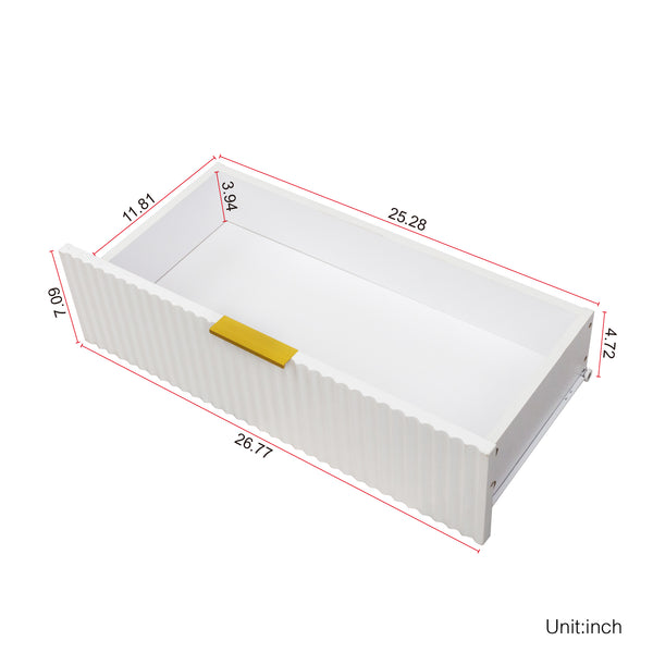 English Elm Modern warm white TV cabinet for 80" TVs with two drawers, durable particleboard, sleek storage design W331P240826