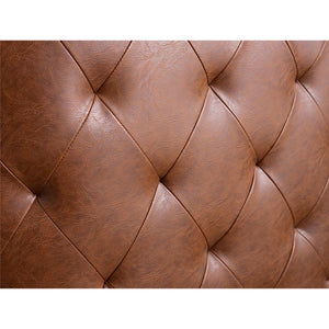 English Elm Capstone Tufted Barrel Swivel Chair with Brown Faux Leather, Bronze Nailhead Accents & Foam Comfort B035118605