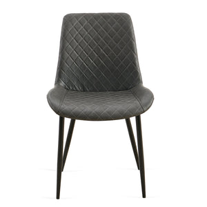 English Elm Dark Grey Leathaire Dining Chairs Set Of 2 - Stylish Mid-Century Modern Armless Metal Leg Chairs W1164P225826