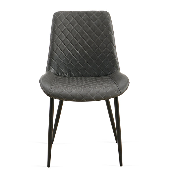 English Elm Dark Grey Leathaire Dining Chairs Set Of 2 - Stylish Mid-Century Modern Armless Metal Leg Chairs W1164P225826