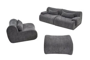 English Elm Boneless Curved Sofa 3 Seat Low Profile Streamlined Frame for Modern Living Rooms W3728S00009