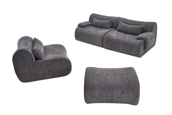 English Elm Boneless Curved Sofa 3 Seat Low Profile Streamlined Frame for Modern Living Rooms W3728S00009