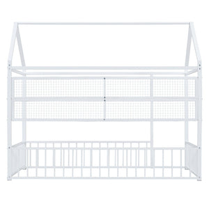 English Elm Twin House Frame Bed Powder Coated Steel with Built in Shelves for Kids Room N737P175360K