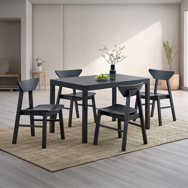 English Elm Modern Black Finish Side Chairs Set of 4 – Sleek Wooden Dining Chairs, Sturdy Minimalist Design, Easy Assembly B2741P325728