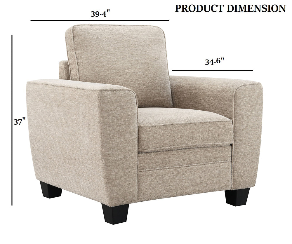 English Elm Transitional Taupe Accent Chair 39.4"W Chenille Faux Fur Upholstery Black Tapered Legs, Cozy Comfort B2741P396726