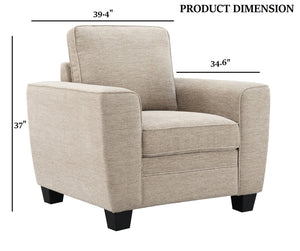 English Elm Transitional Taupe Accent Chair 39.4"W Chenille Faux Fur Upholstery Black Tapered Legs, Cozy Comfort B2741P396726