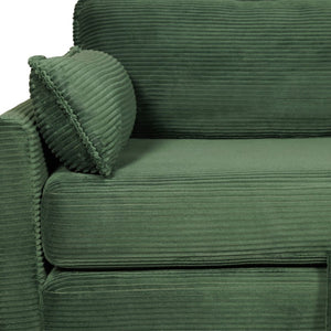 English Elm 2-in-1 Corduroy Loveseat Sleeper with Storage Converts for Living Room or Studio Dark Green W2715P409863